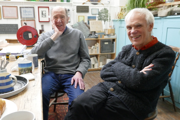 Clive Wilmer and Ross at the Cardozo Kindersley workshop in Cambridge